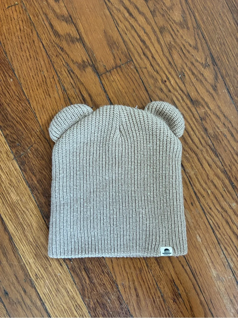 Furtalk Kids Beige Knit Bear Ear Beanie